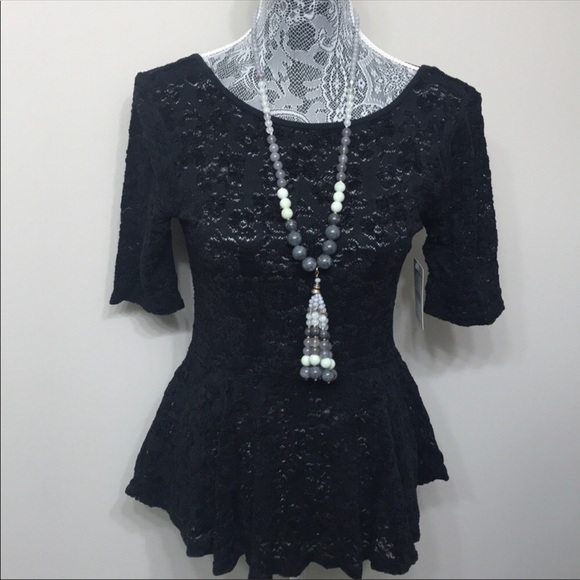 NWT Free People women’s black lace top - Picture 1 of 7